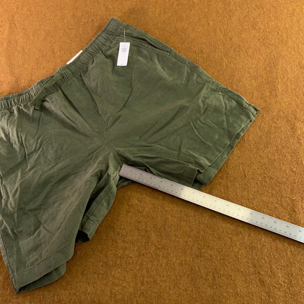 Old Navy Mens XL Green Linen Blend Jogger Shorts NWT